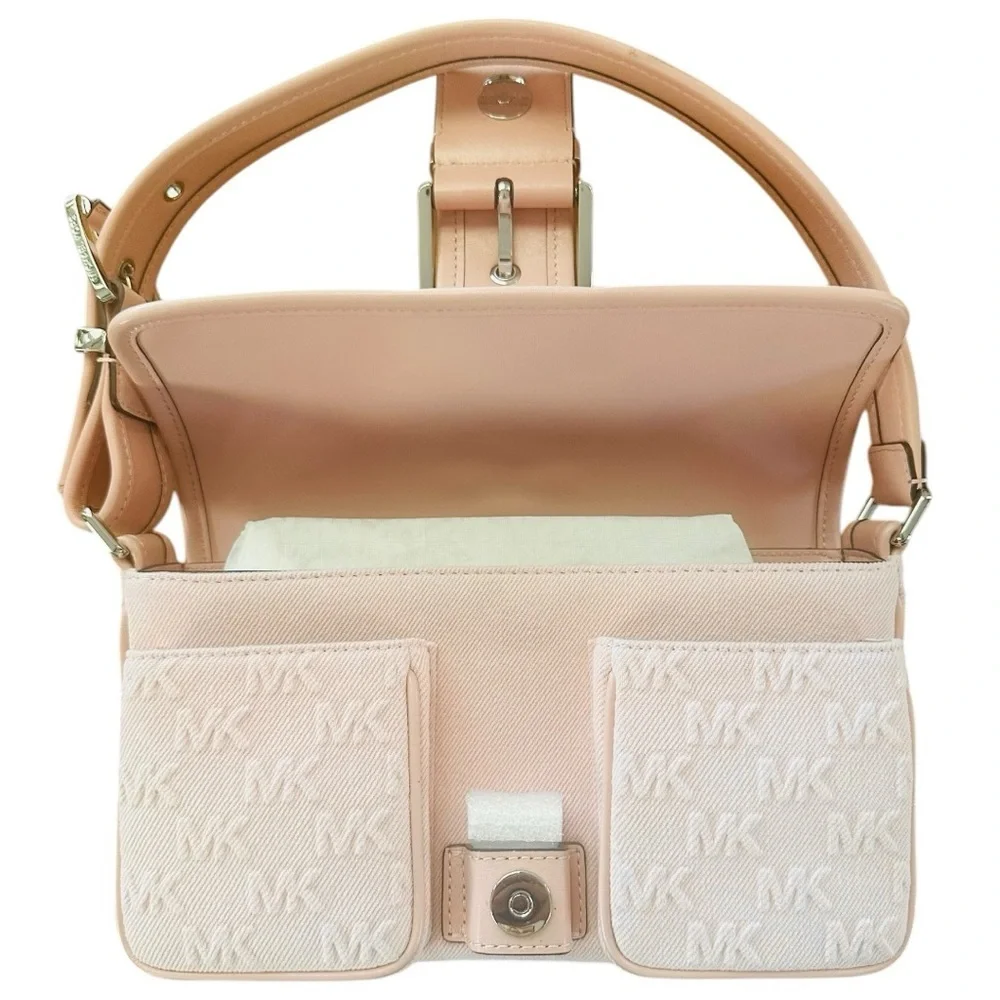 Michael Kors Colby Medium Shoulder Bag Rosewater Pink NWT Logo Canvas